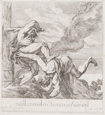 Titian etching from 1682 CAIN KILLING ABEL